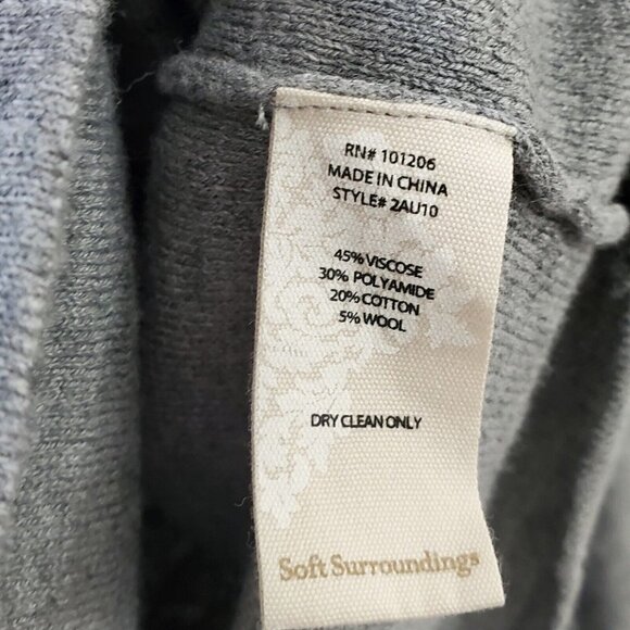Soft Surroundings Miranda Wrap Cardigan Sweater Small Gray Wool Blend Envelope - Picture 6 of 10